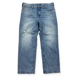 J.Crew Jeans Women's 30P Blue Medium Wash Classic Fit Straight Leg Distressed